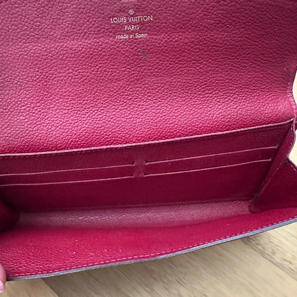 Louis Vuitton Red Sarah Wallet with Iconic Monogram Design - Includes Pouch